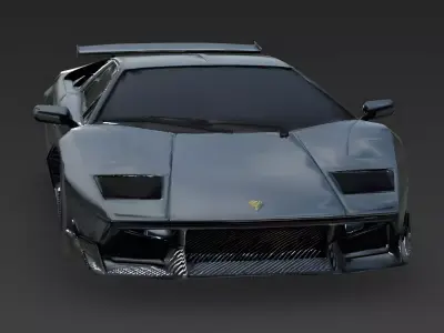 Realistic Stealth Carbon-Fiber Supercar 3D Model Low-poly 3D model