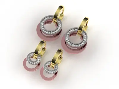earings   simple   diamond 2 part big and small e00023 3D print model