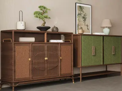 Chinese - style entrance cabinets 3D model