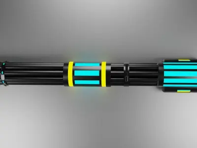SCI FI minigun 3D model Low-poly 3D model