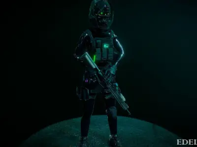 Police girl 3D model