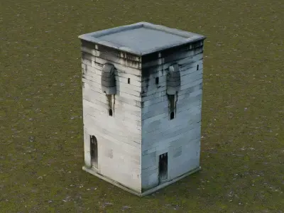 Vintage stone watchtower Low-poly 3D model