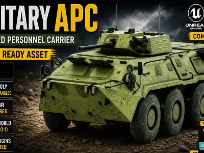 Armored Personnel Carrier Military Army APC Game Ready Low-poly 3D model
