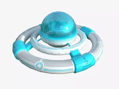 Alien Spaceship UFO E12 Cartoon - Sci Fi Spacecraft Design Low-poly 3D model