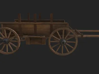 Medieval Wooden Horse Cart Variation 2 - Low Poly And Game Ready 3D model