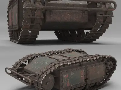 Old Military Engineering Explosive Crawler Rigged 3D model