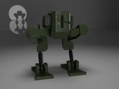 Diesel Punk Walker Tank 001 Low-poly 3D model