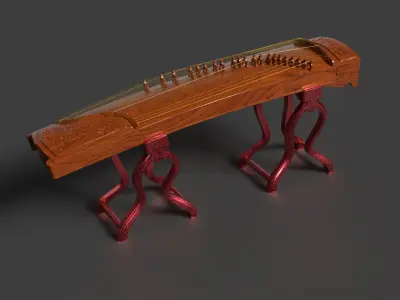 Chinese musical instrument guxheng Low-poly 3D model
