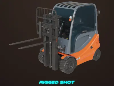 Forklift Truck 01 Orange All PBR Unity UE Textures Low-poly 3D model