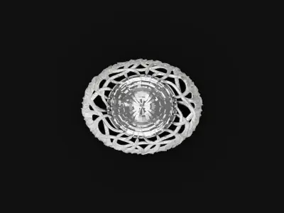 vintage brooch branches with large  stone  894 3D print model