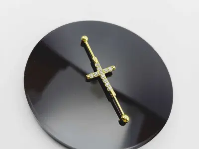 Piercing ear Industrial Barbell Cross model Exclusive  3D print model