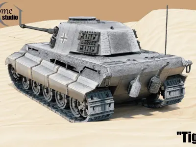 Tank - Tiger II Low-poly 3D model