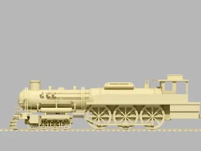 Simple Steam Locomotive Train-Untexture 3D model