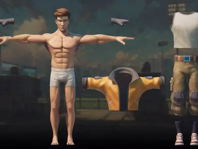 Stylized Casual Adventure Characters Low-poly 3D model