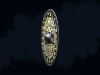 Viking shield 3 - War-Torn Low-poly 3D model