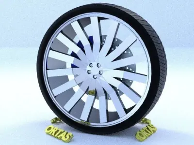 ORTAS CAR RIM 10 GAME READY RIM TIRE AND DISC 3D model