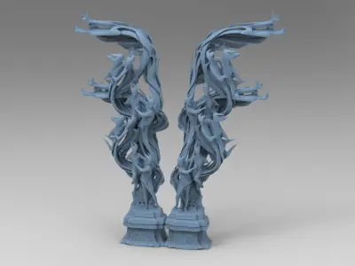 Dantes Inferno Fire pillars  3 Low-poly 3D model