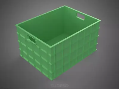STANDARD SQUARE GREEN MODULAR UTILITY STORAGE PLASTIC CRATE BOX 3D model