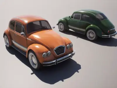 Low Poly Small Car 2 - Game Ready Low-poly 3D model