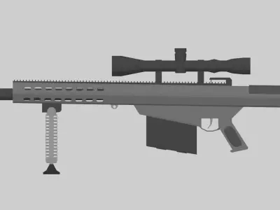 Low poly Barrett M82 sniper Low-poly 3D model