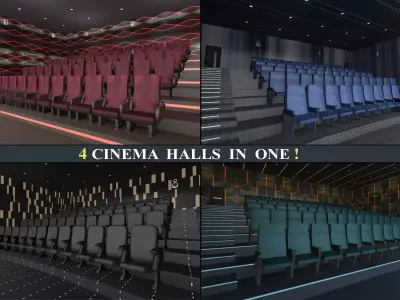 Cinema Halls Pack02 Low-poly 3D model