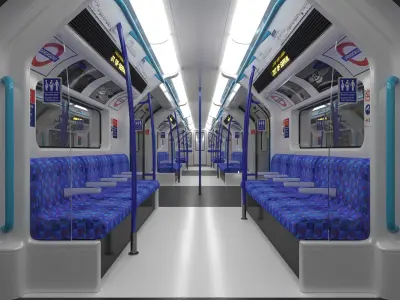 London Underground Train Metro Rigged 3D model