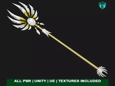  Fantasy Trident08 All PBR Unity UE Textures Included Low-poly 3D model