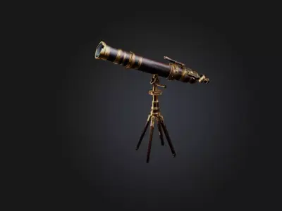 Antique Telescope Low-poly 3D model