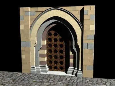 Medieval Lombard Style Portal no 1 Low-poly 3D model