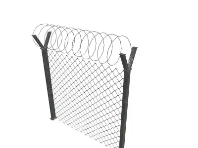 Barbed Wire Fence Low-poly 3D model