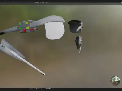 Cyberpunk Ear and Eyepiece Low-poly 3D model