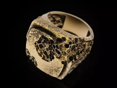 Ruinism Series Weathered Ancient Artifact Mens Ring 3D print model