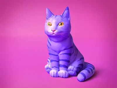 Cat cartoon character Low-poly 3D model