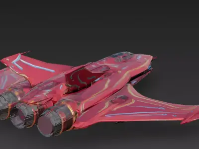 Futuristic Red Sci Fi Fighter Jet 3D Model PBR Low-poly 3D model