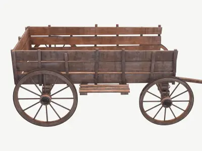 wooden cart 2 3D model purchase