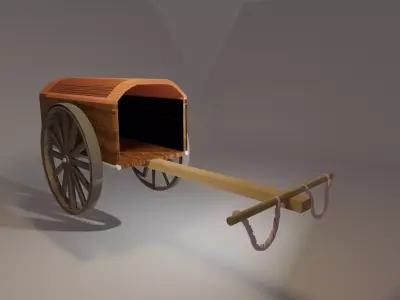 Midieval cart Low-poly 3D model