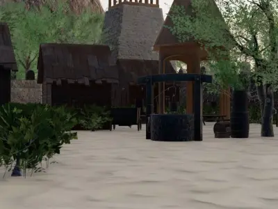 Medieval Walled Village 3D model purchase