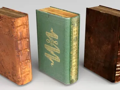 Low Poly Books old book with writing Low-poly 3D model