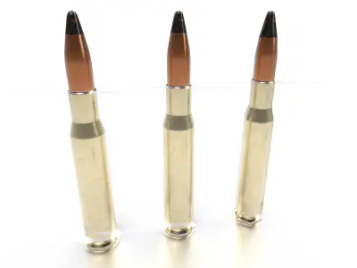Cal 50 BMG Cartridge Low-poly 3D model