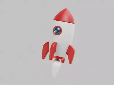 Cartoon Rocket Low-poly 3D model 4