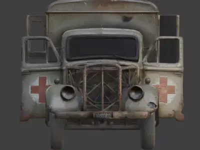 WWI Military Ambulance Wreckage 3d Low-poly 3D model