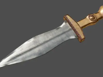 Pugio silver sword Low-poly 3D model