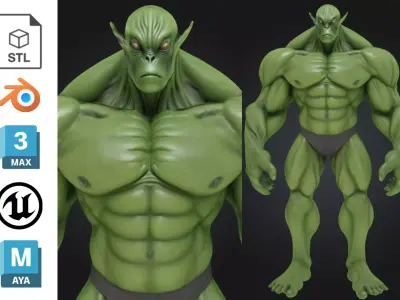 Stylized Mutant Alien Brute Sci Fi Futuristic Creature Low-poly 3D model