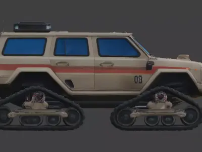Realistic Hard Sci-Fi Tracked SUV Scout Low-poly 3D model