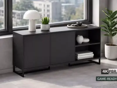Modern Minimalist Black Sideboard - MorisonDesign 4K PBR Low-poly 3D model