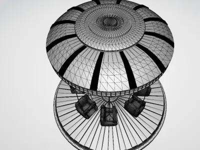 Carousel colorful Low-poly 3D model