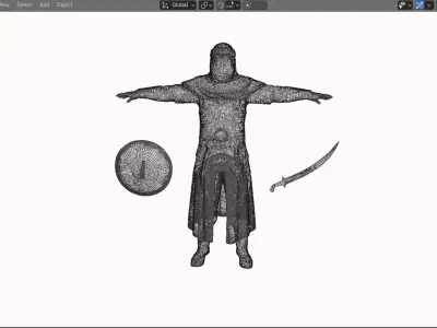 Realistic Arabian Desert Warrior 3D Model  Rigged  Game Ready Low-poly 3D model order