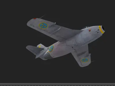 The Saab 29 Tunnan Hand painted game model Low-poly 3D model Low-poly 3D model