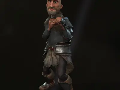 Viking Bold Dwarf Warrior Character Animated 3D model