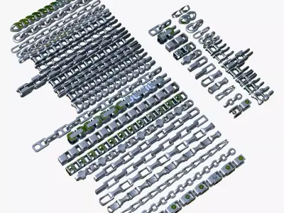Industrial Chains 25 Pieces Set M1 3D model